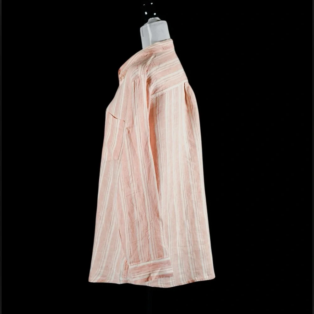 Gap Pink Stripe 100% Linen Boyfriend Shirt – Size L - Picture 5 of 13